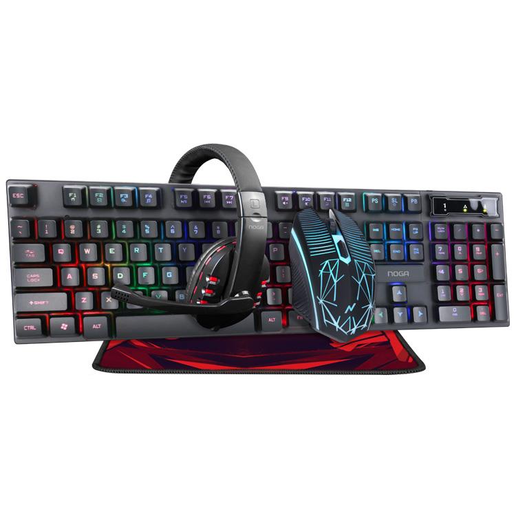 TECLADO + MOUSE + AURIC + PAD GAMER NKB-407 PACKAGING DETERIORADO 4 EN 1 COMBO - NOGA NET - ETCLADO08254