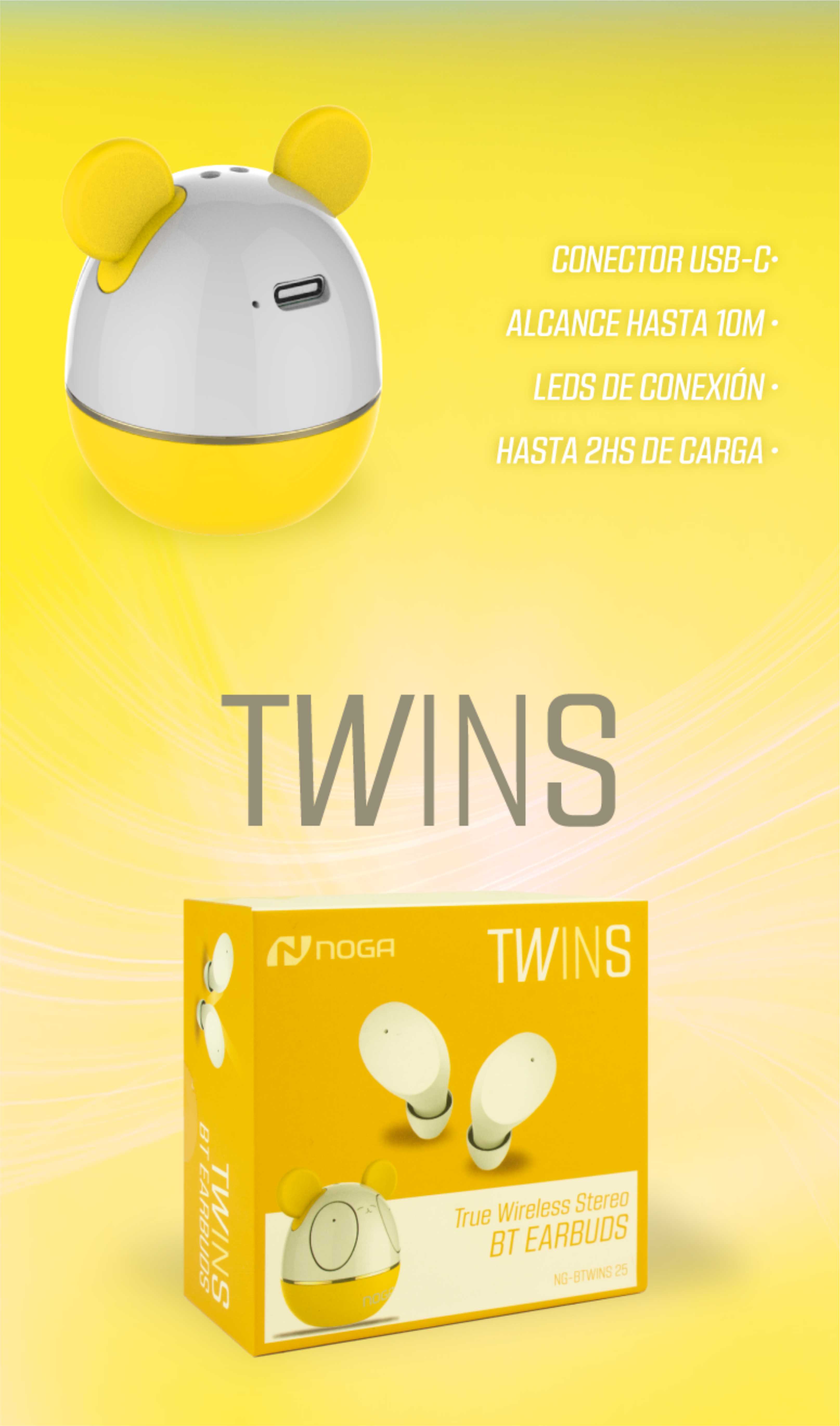 AURICULAR IN EAR BLUETOOTH NOGA NET NG-BTWINS25 AM AMARILLO KIDS MICKEY