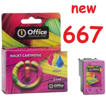 CART ALTER HP #667XL COLOR 18ML OFF-CAR032 OFFICE 3YM78AL CHIP NUEVO 20241101 OFFICE PARA IMPRESORA HP DESKJET1275 2775 2778 TWN - 667C-A