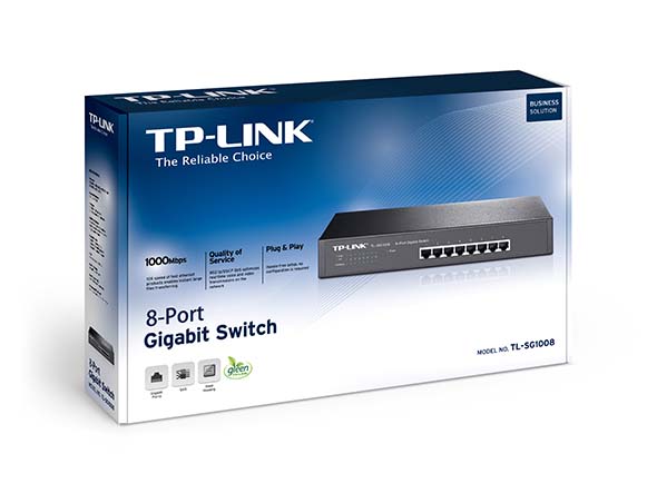 SWITCH 8 PORT (TL-SG1008) 10/100/1000 RACK GIGABIT - TP-LINK - SWITCH08838