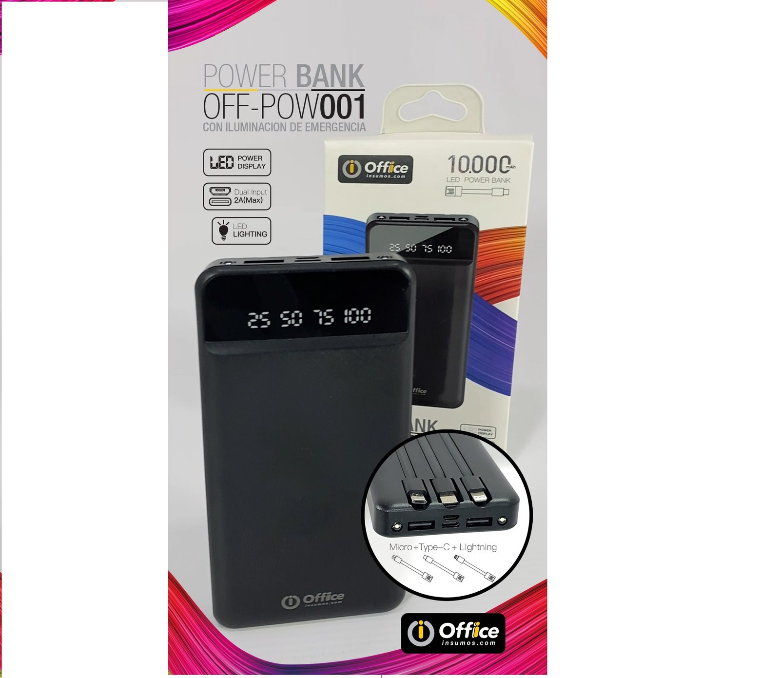 CARGADOR PORTABLE 10.000  MAH OFF-POW001 OFFICE POWER BANK