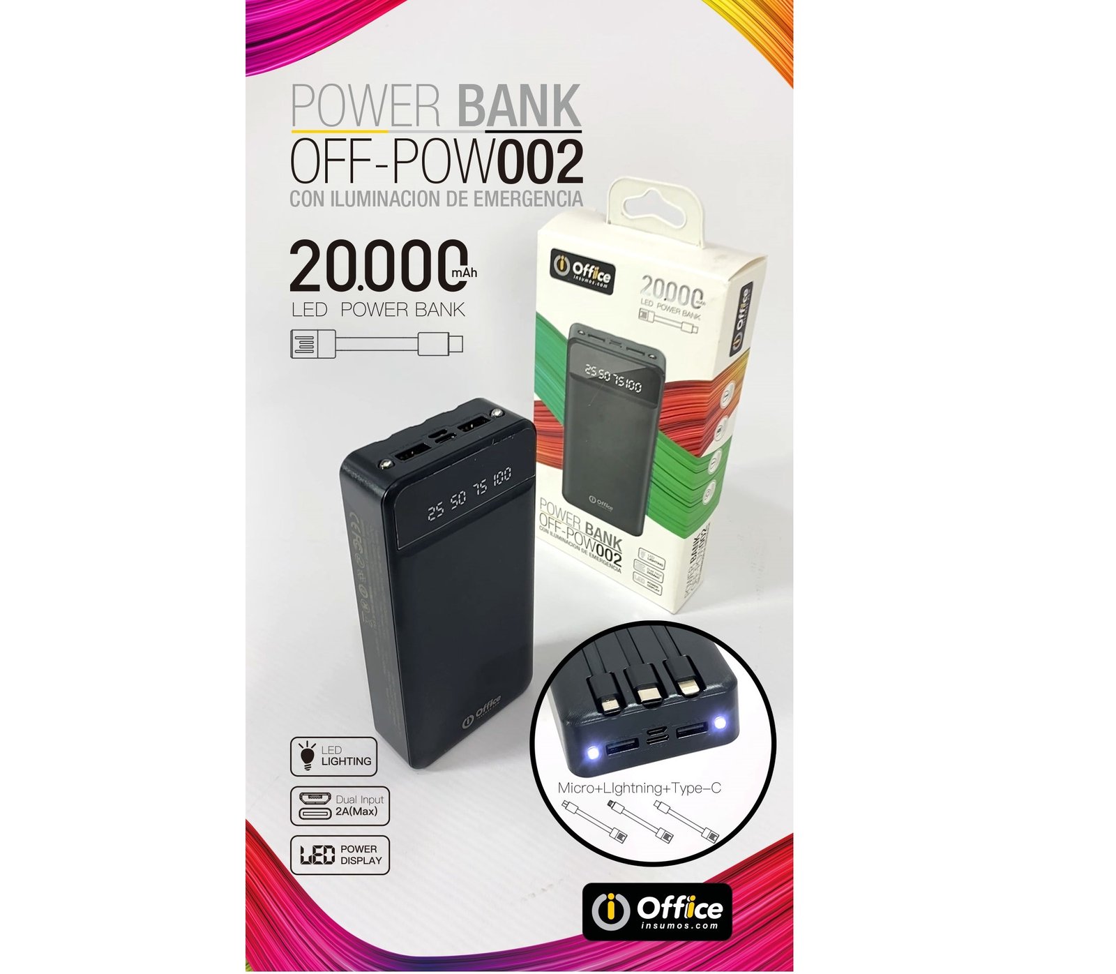 CARGADOR PORTABLE 20.000  MAH OFF-POW002 OFFICE POWER BANK