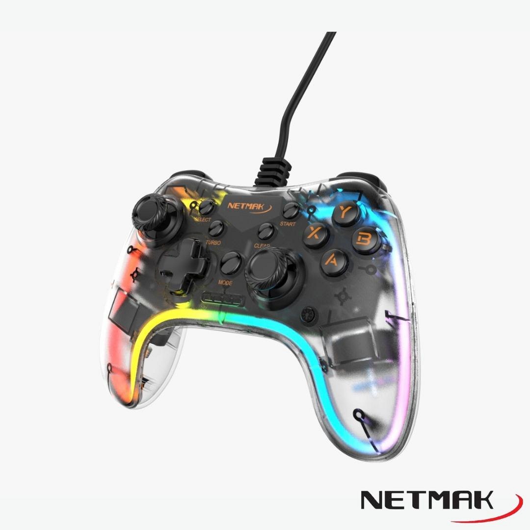 JOYSTICK GAMEPAD PC/PS3 NM-DASH TRANSPARENTE RGB