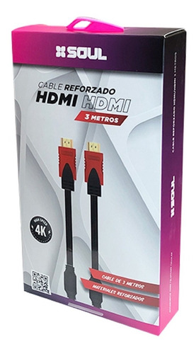 CABLE HDMI A HDMI V2.0 3.0 MTS HIGH SPEED HDTV REFORZADO 3 MTS - SOUL
HDMI-N03 - CABLE09163