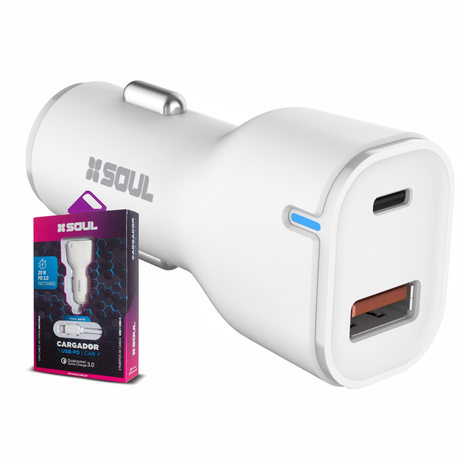 CARGADOR 12V A 1 USB+PD CARGA RAPIDA C/ CABLE TIPO C - SOUL
CAQ-USBDUALPDT