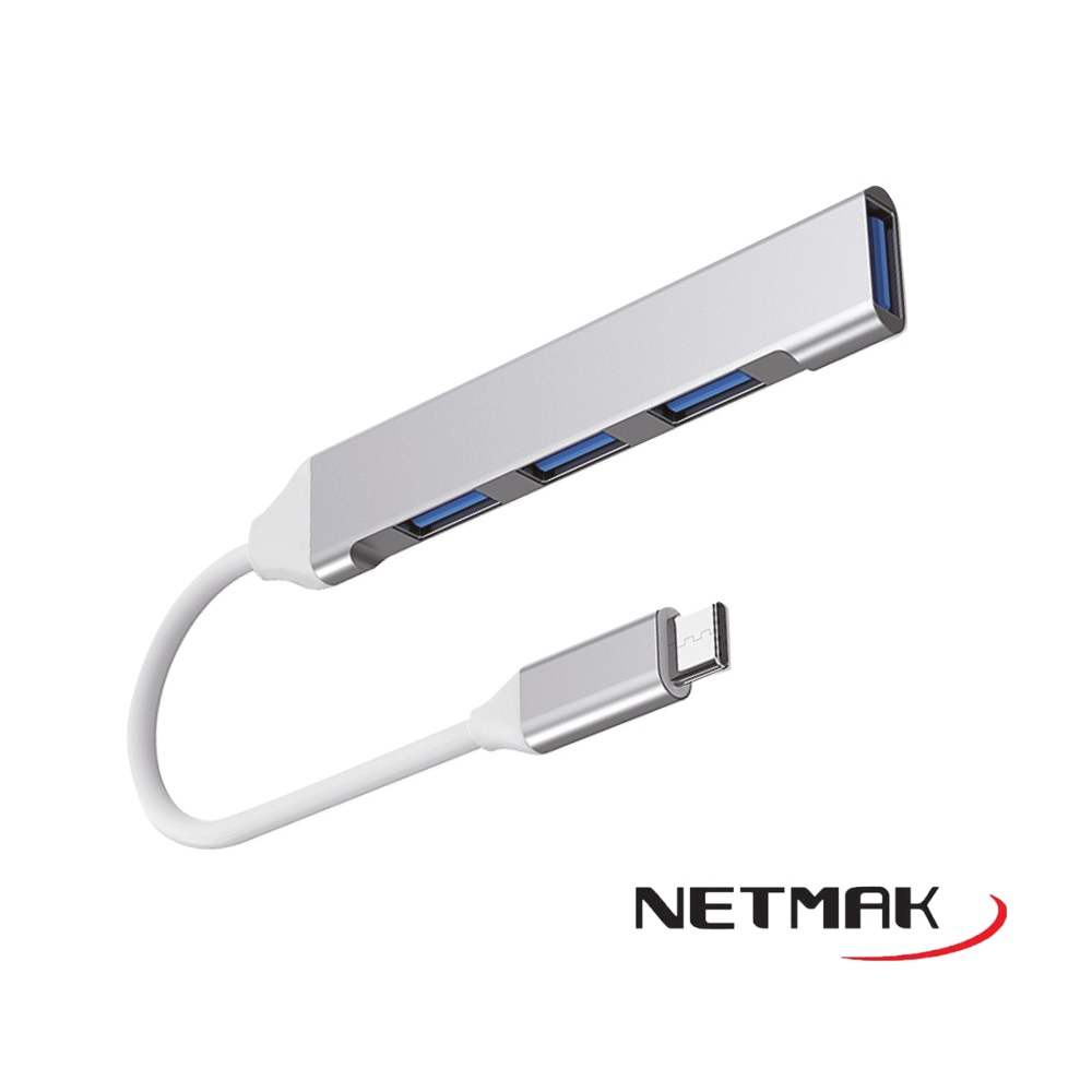 HUB ADAPTADOR TIPO C 4 EN 1 NM-AC09 (3 USB 2.0 + 1 USB 3.0) -
NETMAK - HUB09239
