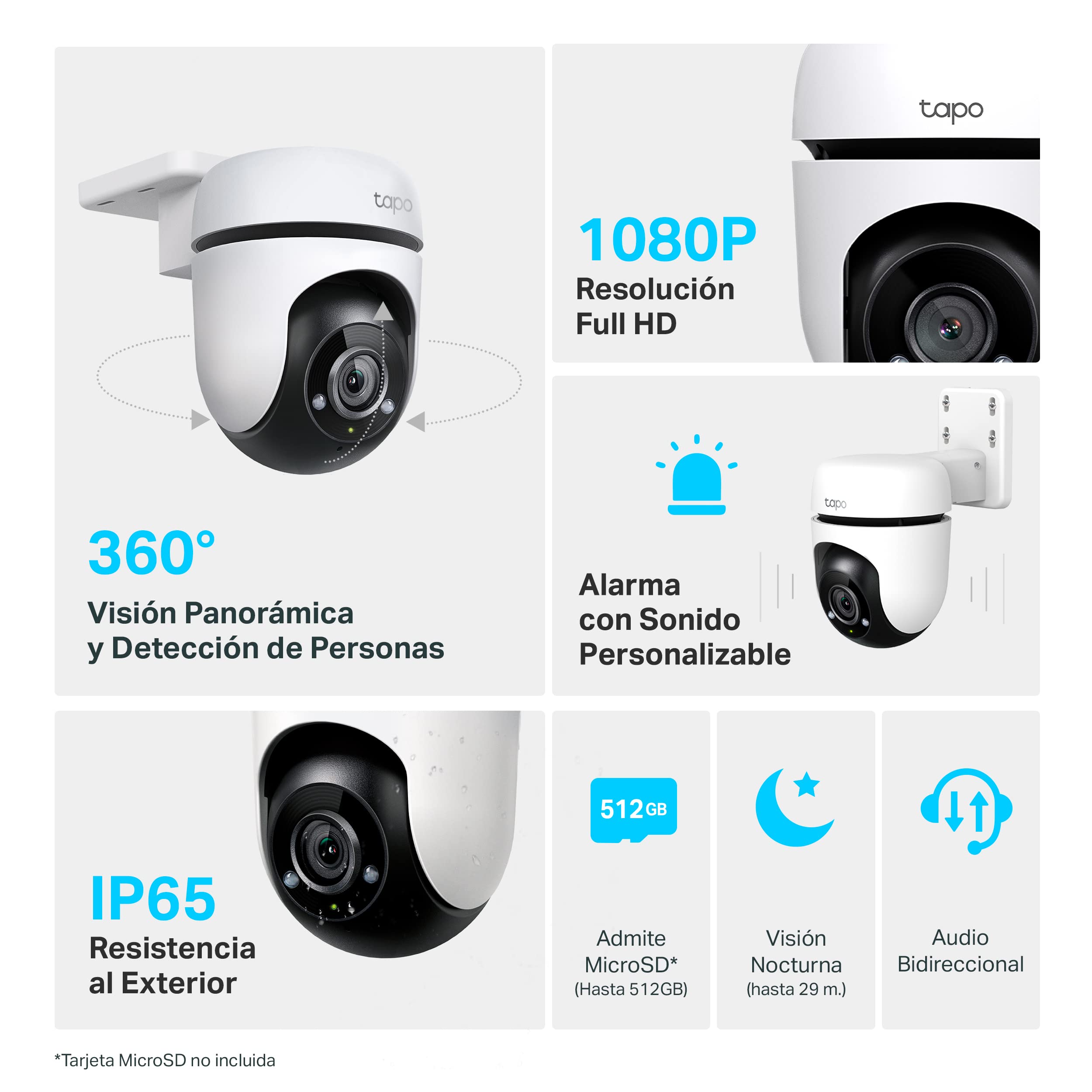 CAMARA IP EXTERIOR WIFI C/ROTACION TAPO C500 MOVIMIENTO REMOTO  DAY/NIGHT SD WIFI TP-LINK - CAMARA09266