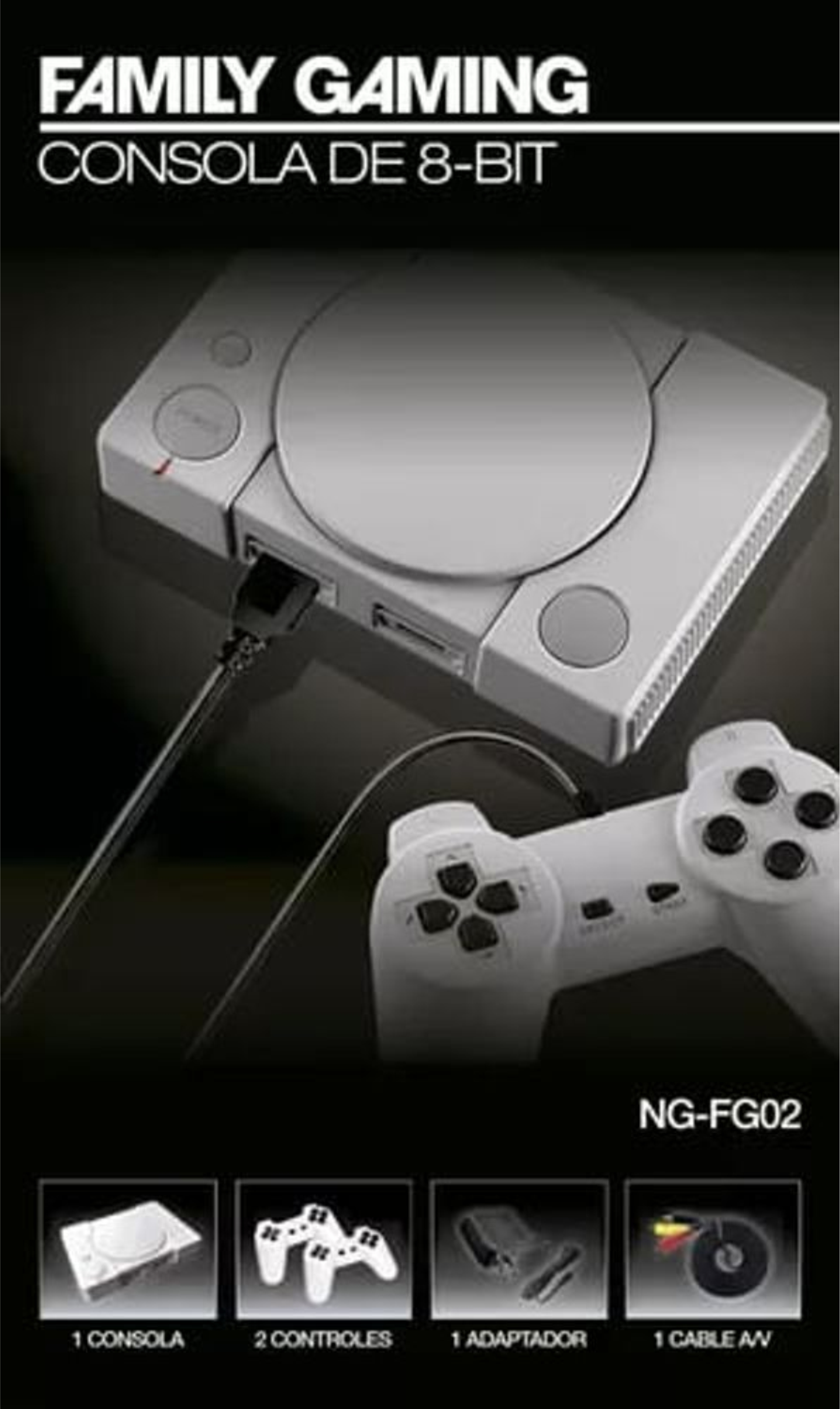 CONSOLA GAMER 8 BITS NG-FG02 + 2 JOYSTICK + JUEGOS - NOGA NET