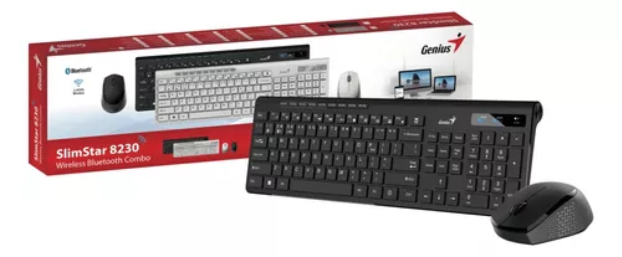 TECLADO + MOUSE WIRELESS BT SLIMSTAR 8230 NEGRO BLUETOOTH 5.3 Y 2.4GHZ- GENIUS - TECLADO09419