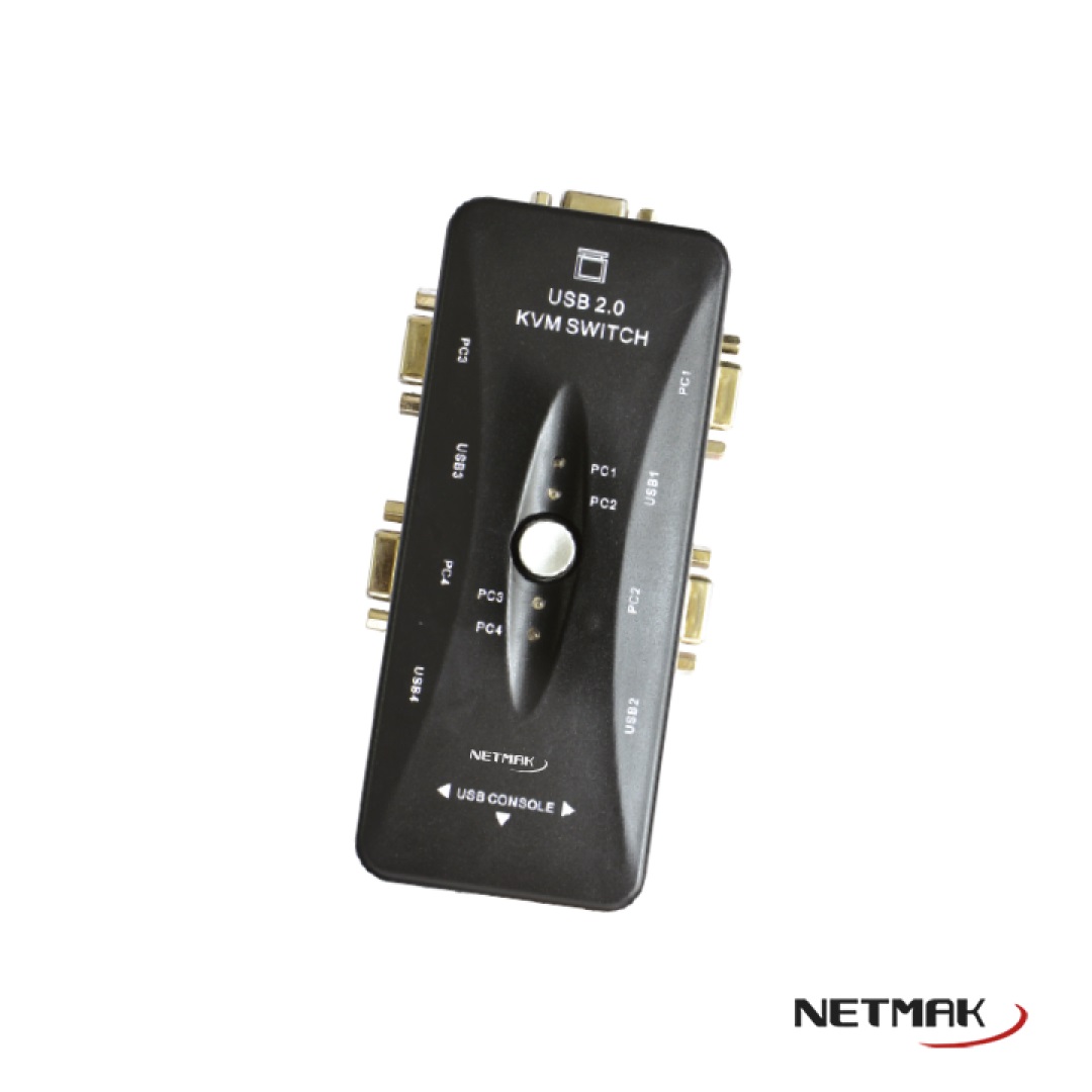 SWITCH KVM 4 PUERTOS USB VGA NM-KVM4
NETMAK - KVM09491
