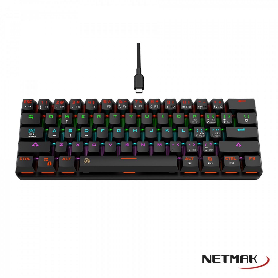 TECLADO MECANICO GAMER FORMATO 60% NM-DOMINATE NEGRO 
NETMAK