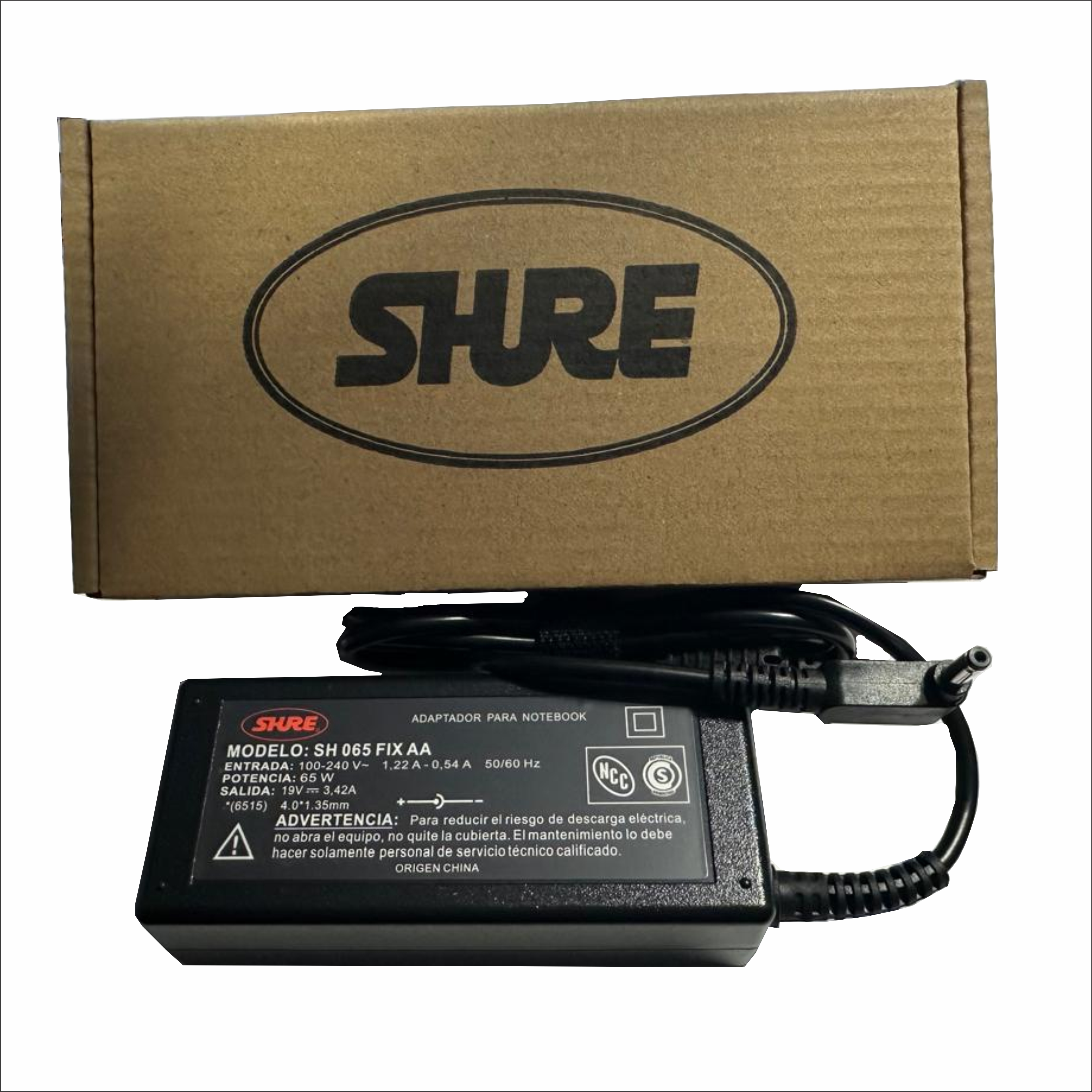 CARGADOR NOTEBOOK SH-CNF65W-15 ASUS 19V/3,42A - 4.0 X 1.35 MM
