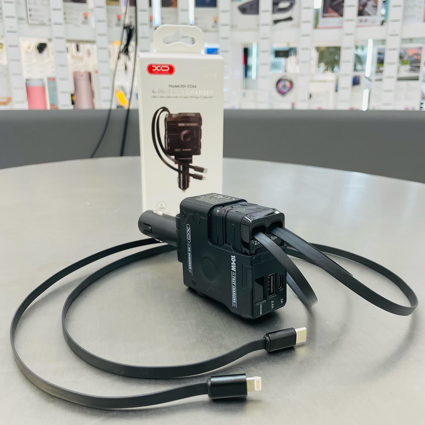 CARGADOR PARA AUTO RETRACTIL XO-CC66 4 EN 1 MECHANICAL STYLE 4 EN 1 CC66 XO