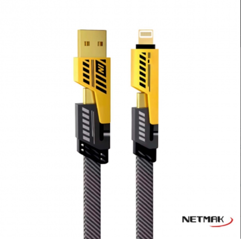 CABLE USB 4 EN 1 USB C LIGHTNING 1.00 MTS NM-C123 NETMAK NM-123 - CABLE09919