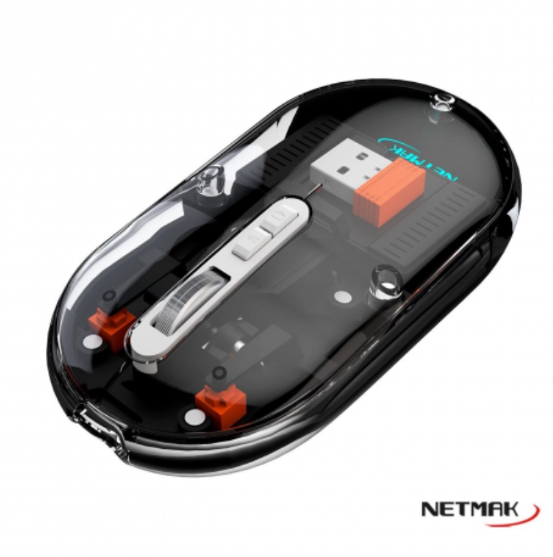 MOUSE WIRELES BLUETOOTH RECARGABLE NM-M670 TRANSPARENTE NEGRO
NETMAK BLUETOOTH - MOUSE09944