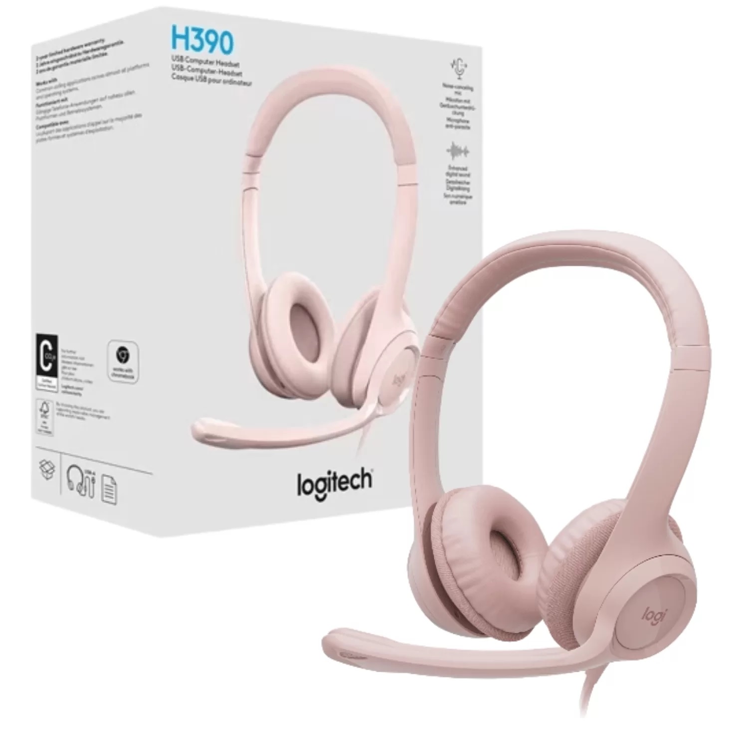 AURICULAR VINCHA TIPO C C/MIC H390 ROSA - 981-001280 LOGITECH - AURICULAR10231