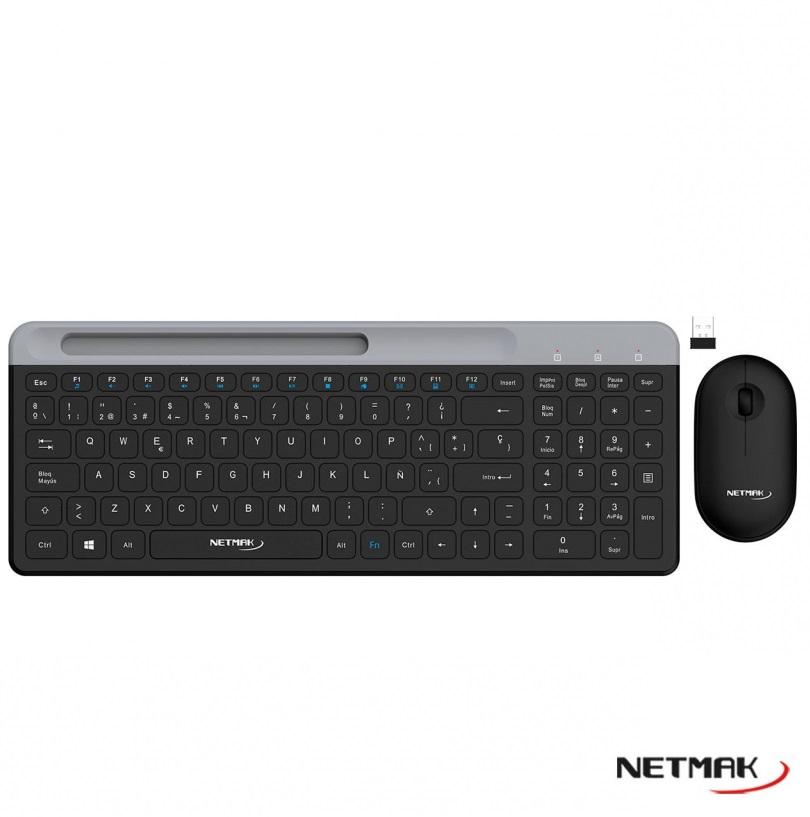 TECLADO + MOUSE WIRELESS  NM-KB875 SOPORTE CELULAR/TABLET
NETMAK