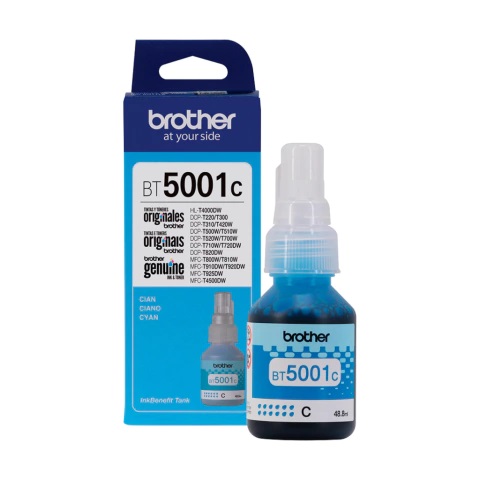TINTA BROTHER BT5001C CYAN 48.8ML  T4000DW /  DCP T220 T300 T310 T420W T500 T510W T520W T700W T710W 720DW T820DW  /  MFC T800W T810W T910DW T920DW 8925DW T4500DW
