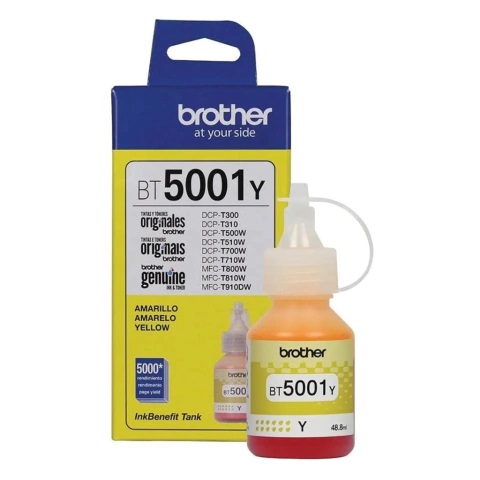 TINTA BROTHER BT5001Y AMARILLO 48.8ML  T4000DW /  DCP T220 T300 T310 T420W T500 T510W T520W T700W T710W 720DW T820DW  /  MFC T800W T810W T910DW T920DW 8925DW T4500DW
