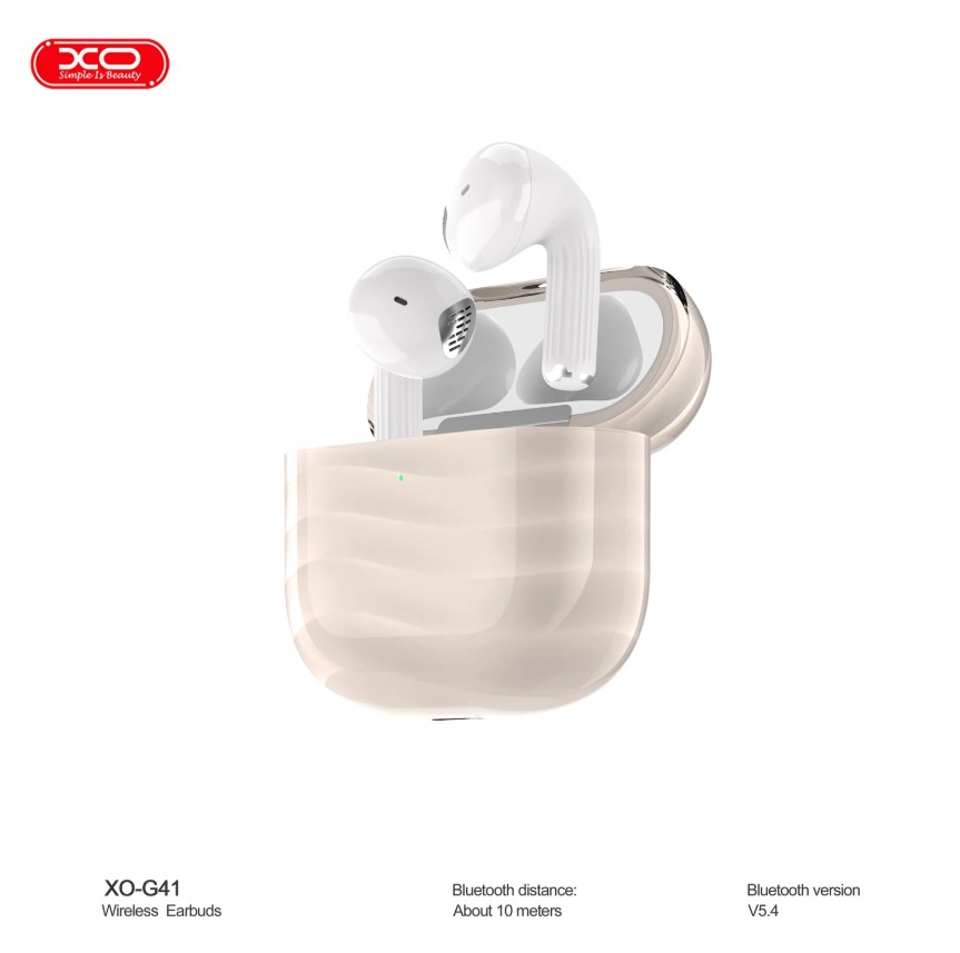 AURICULAR IN EAR BLUETOOTH XO-G38 BEIGE DUAL COLOUR MOULDED CLOUD FIGURE ANC TWS EARPHONES