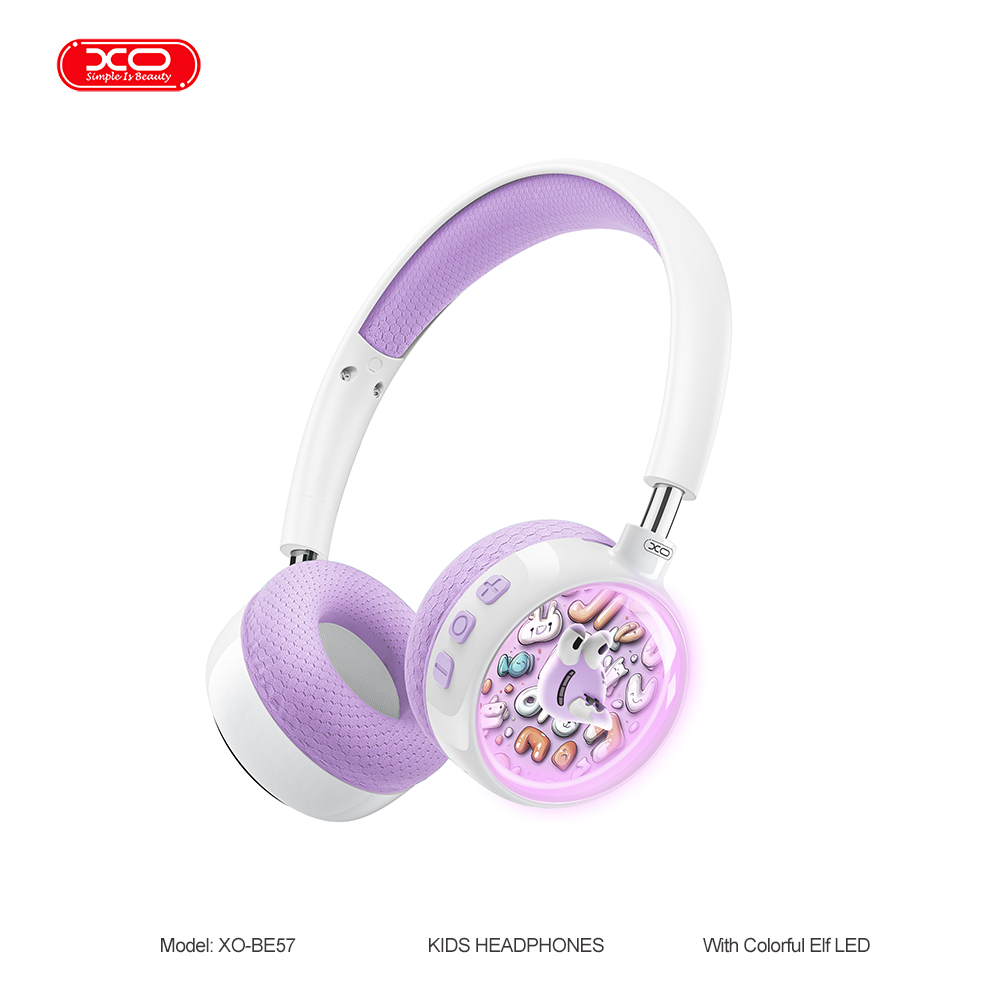 AURICULAR VINCHA BLUETOOTH  XO-BE57 PURPLE COLORFUL ELF KIDS WIRELESS HEADPHONES