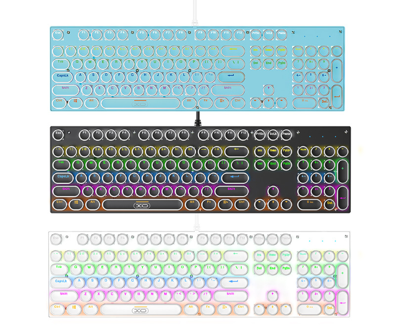 TECLADO USB METALICO KB-07 CELESTE EMISOR DE LUZXO