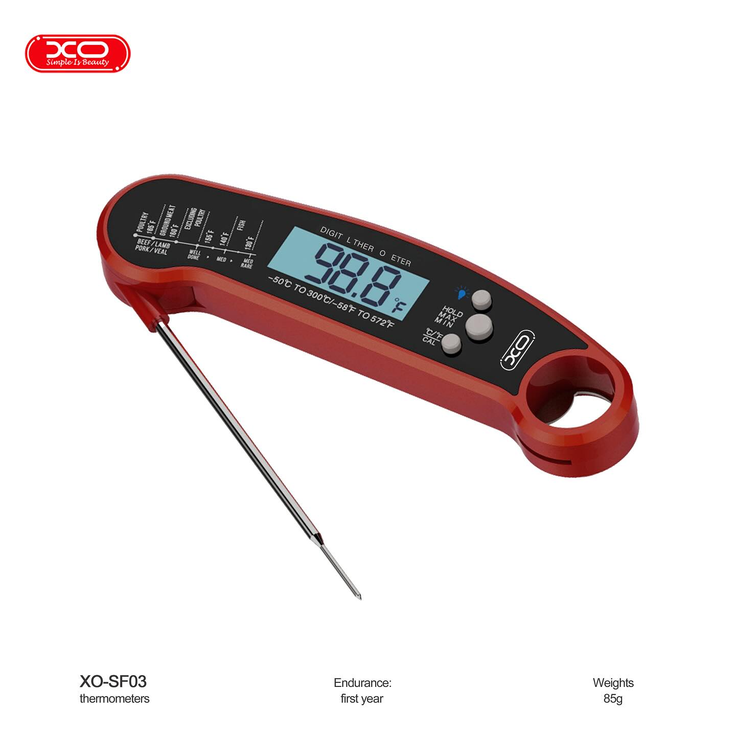 TERMOMETRO DIGITAL PARA ALIMENTOS XO-SF03 (IPX4)