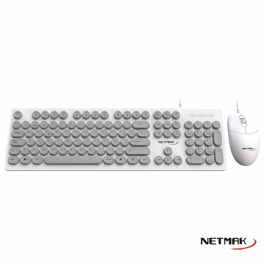 TECLADO + MOUSE USB NM-KB258-W BLANCO 
NETMAK