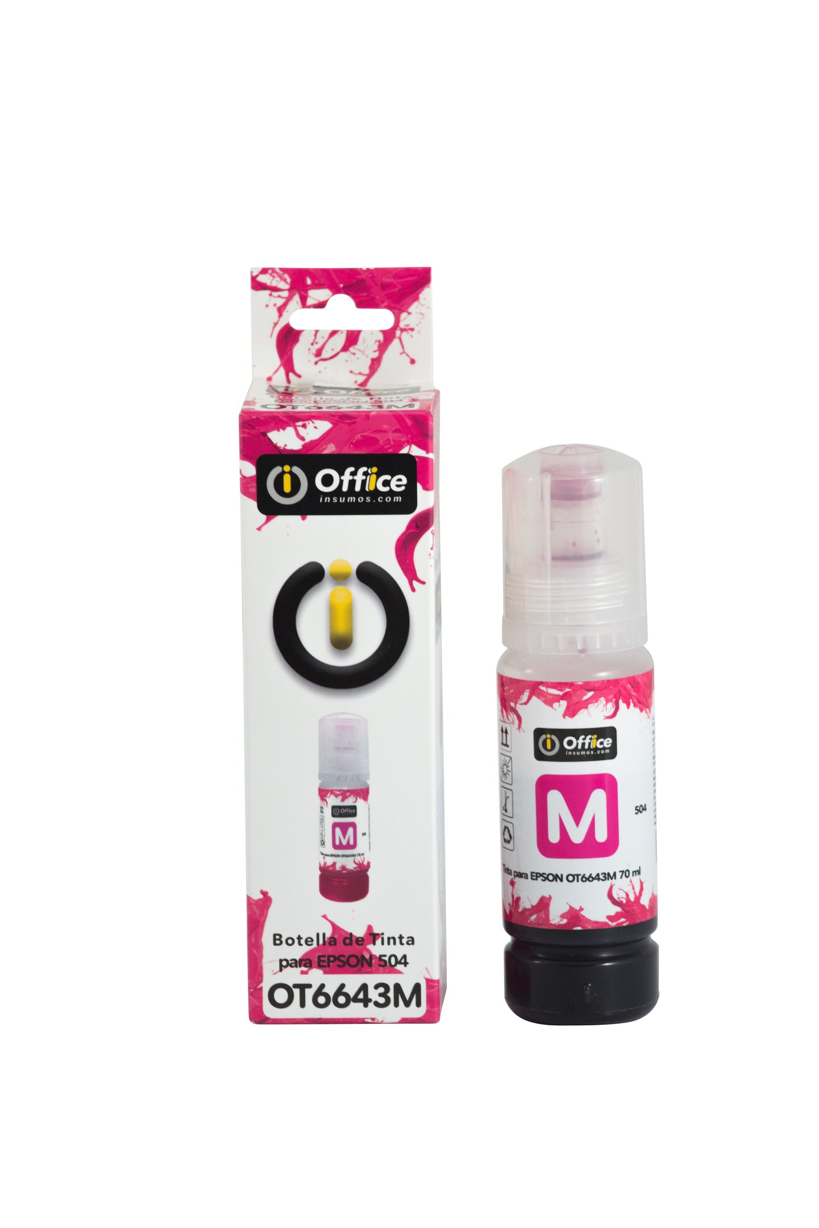 TINTA PARA EPSON 504/544 70ML C  MAGENTA EN CAJA  OT504M
TINTA DYE MAGENTA OFFICE DISEÑADA PARA SISTEMAS EPSON 504 Y 544 CON BOTELLA VALVULADA ANTIDERRAME.
RECARGA LIMPIA Y SEGURA, FLUJO CONTROLADO Y COMPATIBILIDAD CON CABEZALES EPSON INKJET EN MOD