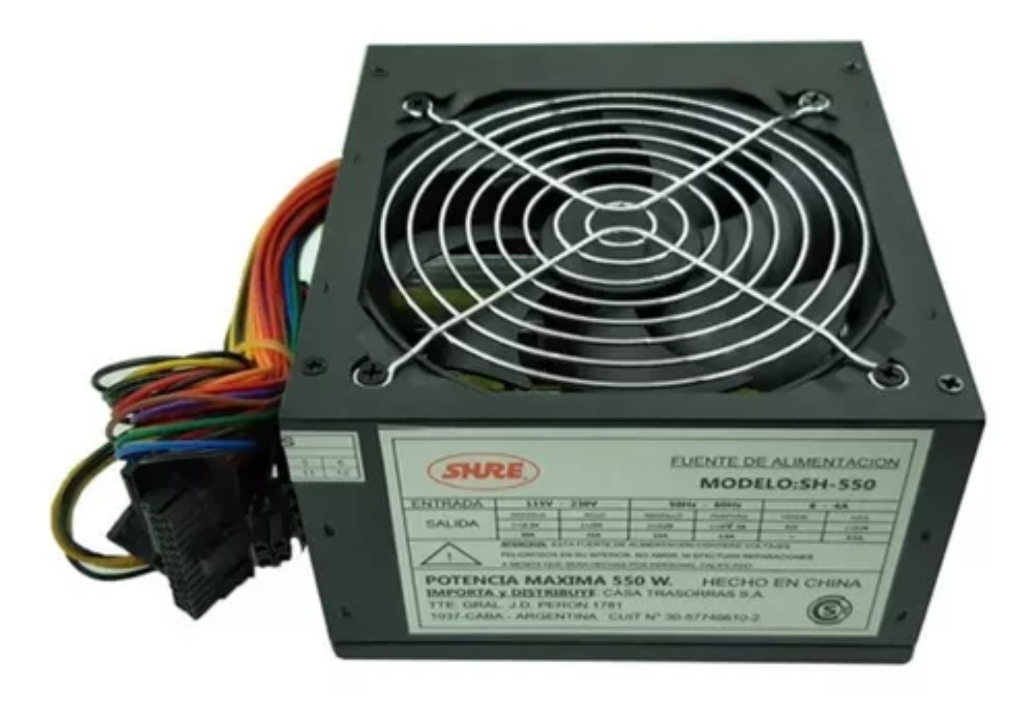 FUENTE 550W P/GABINETE COOLER 12CM SHURE - SHFUENTE 550 - FUENTE04653