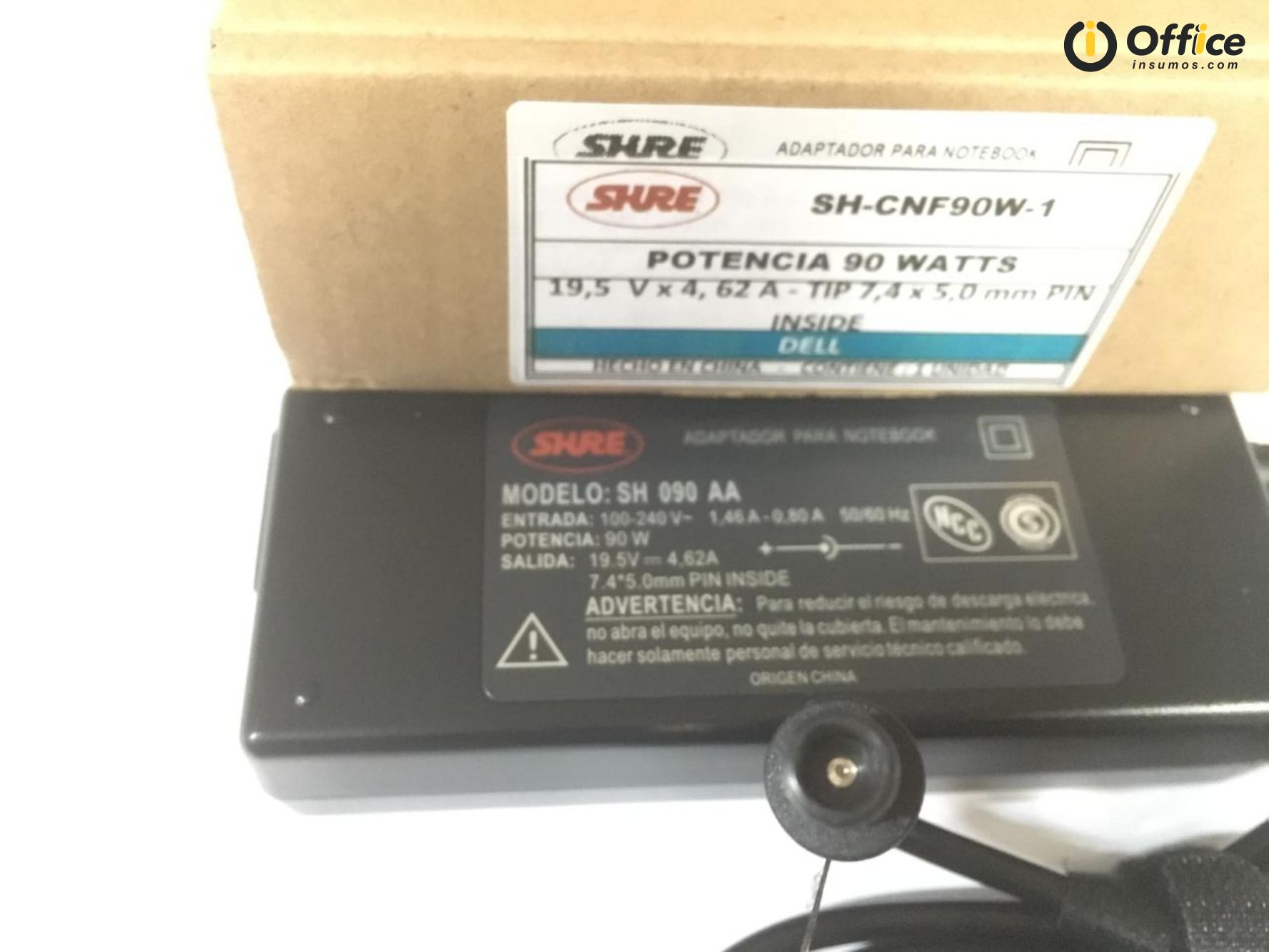 CARGADOR NOTEBOOK SH-CNF90W-1 DELL 19,5V / 4,62 AMP - 7.4 X 5.0 MM PIN INSIDE - CARGADOR05046