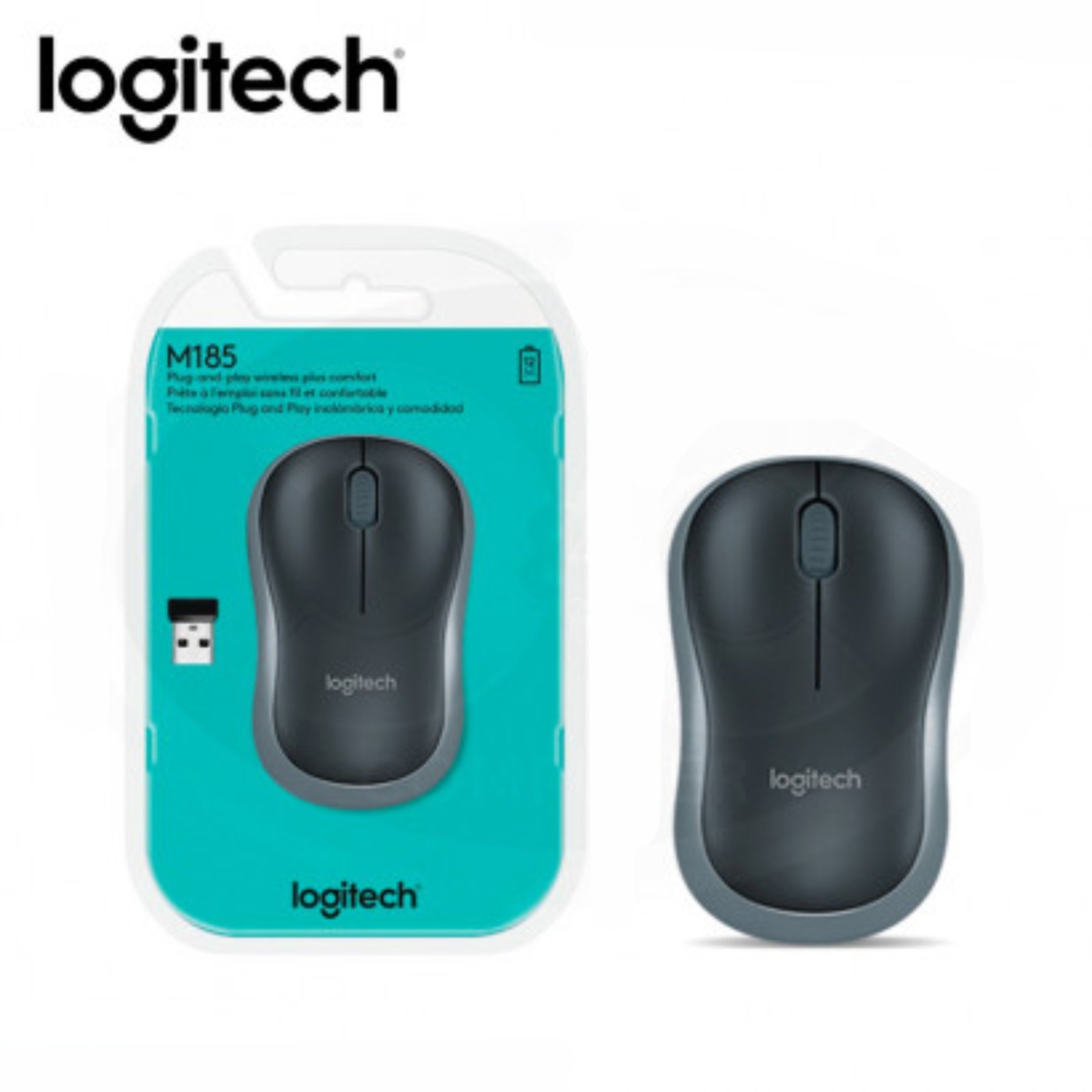 MOUSE USB WIRELESS M185 GRIS 910-002225    LOGITECH