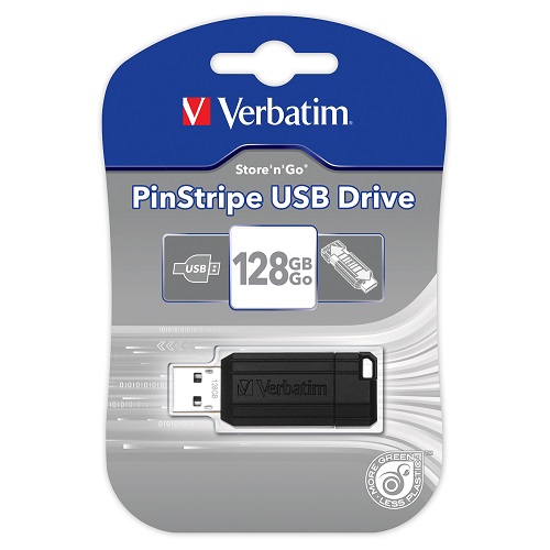 PEN DRIVE 128 GB PINSTRIPE NEGRO 49071 VERBATIM - PEN12805525