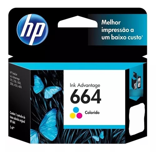 CART HP F6V28AL (#664) COL 2 ML ORIGINAL DESKJET 1115, 2135, 3635, 3775, 3835, 4535, 4675 / F6V28AL 2675 - 664C-O