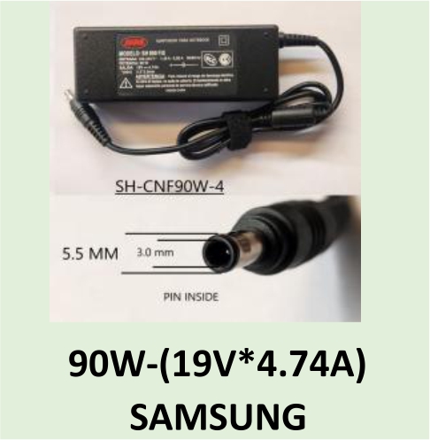 CARGADOR NOTEBOOK SH-CNF90W-4  SAMSUNG /DELL 19V X 4.74 AMP TIP 5.5 X 3.0 MM