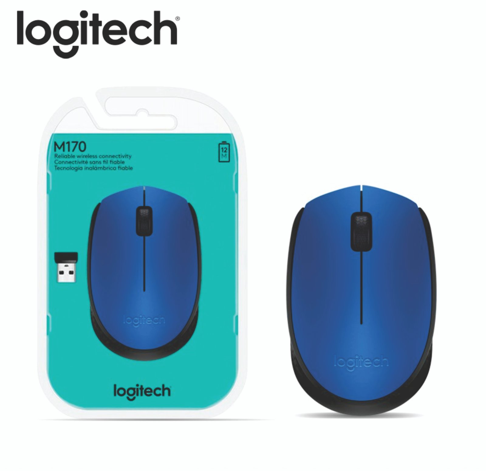 MOUSE USB WIRELESS M170 AZUL 910-004800 LOGITECH