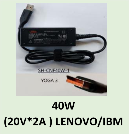 CARGADOR NOTEBOOK SH-CNF40W-1 LENOVO/IBM  20V/2A C/CABLE USB YOGA 3