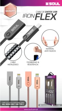 CABLE USB 2.0 A MICRO USB 1.00 MTS USB-IFMICROPL PLATA FLEXIBLE - SOUL - DAUSBIFMICROPL