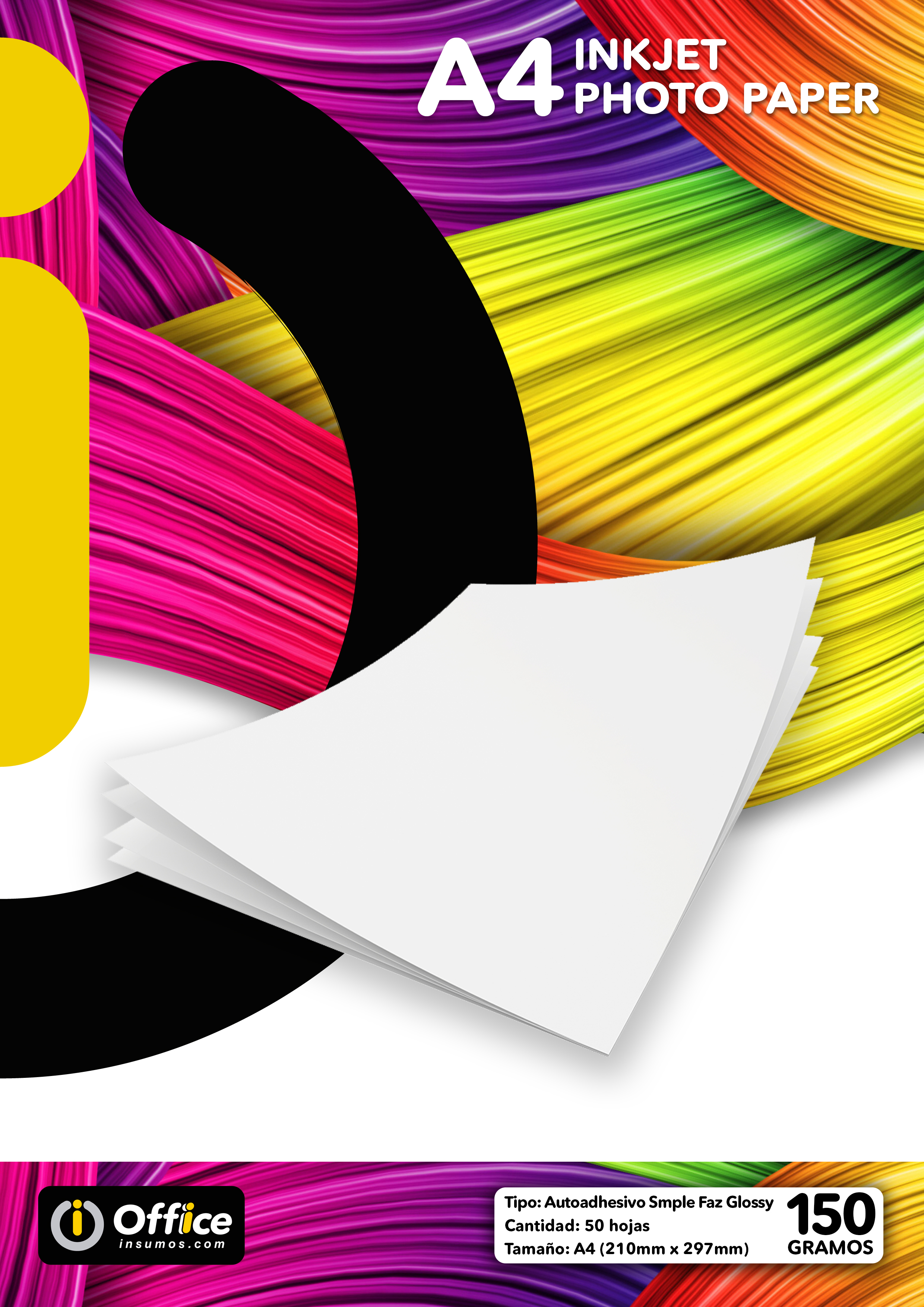 PAPEL A4 GLOSSY AUTOADHESIVO 150GR X 50 HS (30 X BOX) OFFICE PAPEL FOTO FOTOGRAFICO - PAP150G50AUTGLO