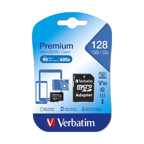 MEMORIA MICRO SD 128GB CLASE10 C/ADAPTADOR - 44085 VERBATIM - MEMORIA07677