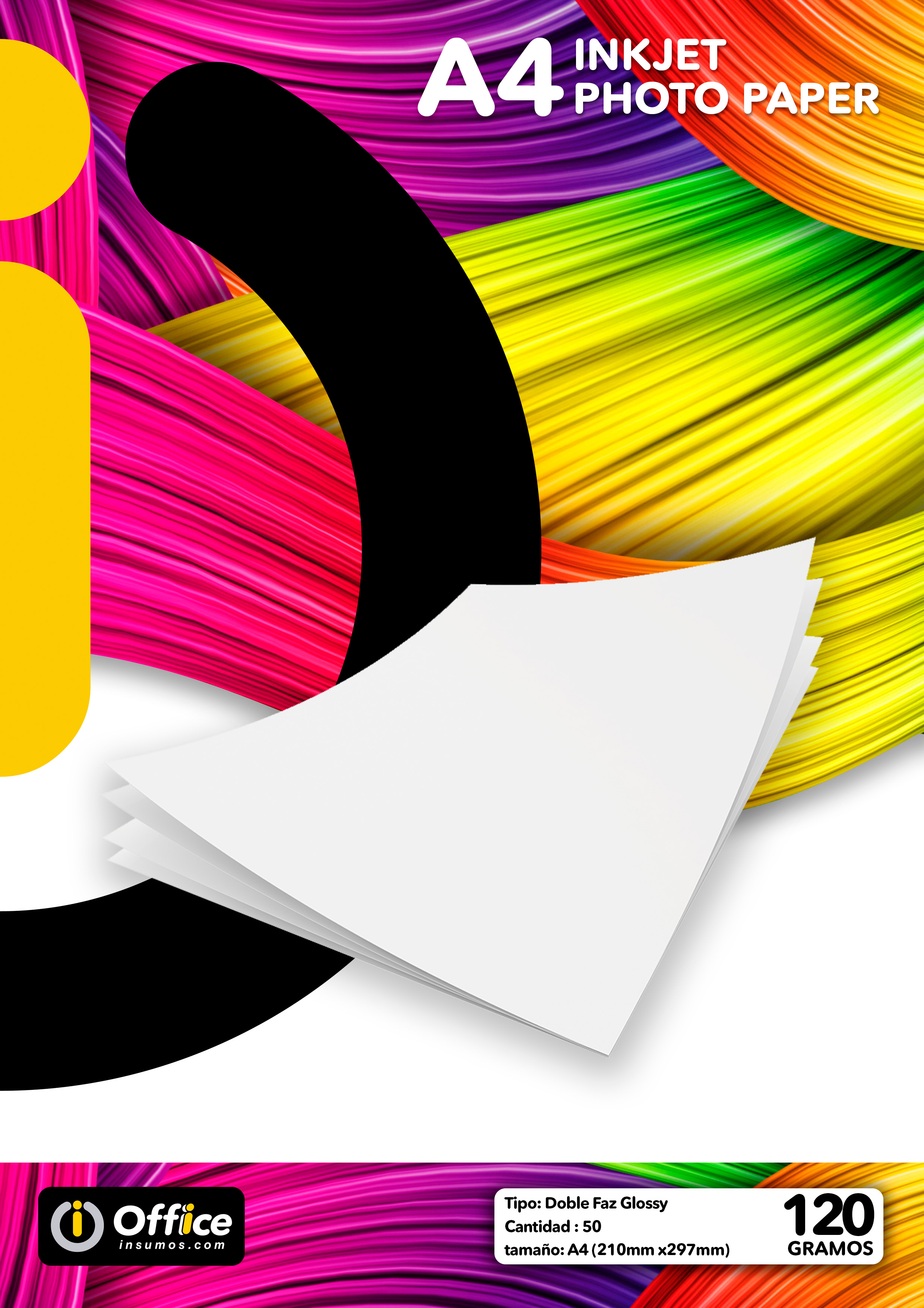 PAPEL A4 GLOSSY DOBLE FAZ 120GR X  50 HOJAS (40 X BOX)OFFICE PAPEL FOTO FOTOGRAFICO COMPATIBLE C/IMPRESORAS INKJET Y LASERJET - PAP120GDGLO50