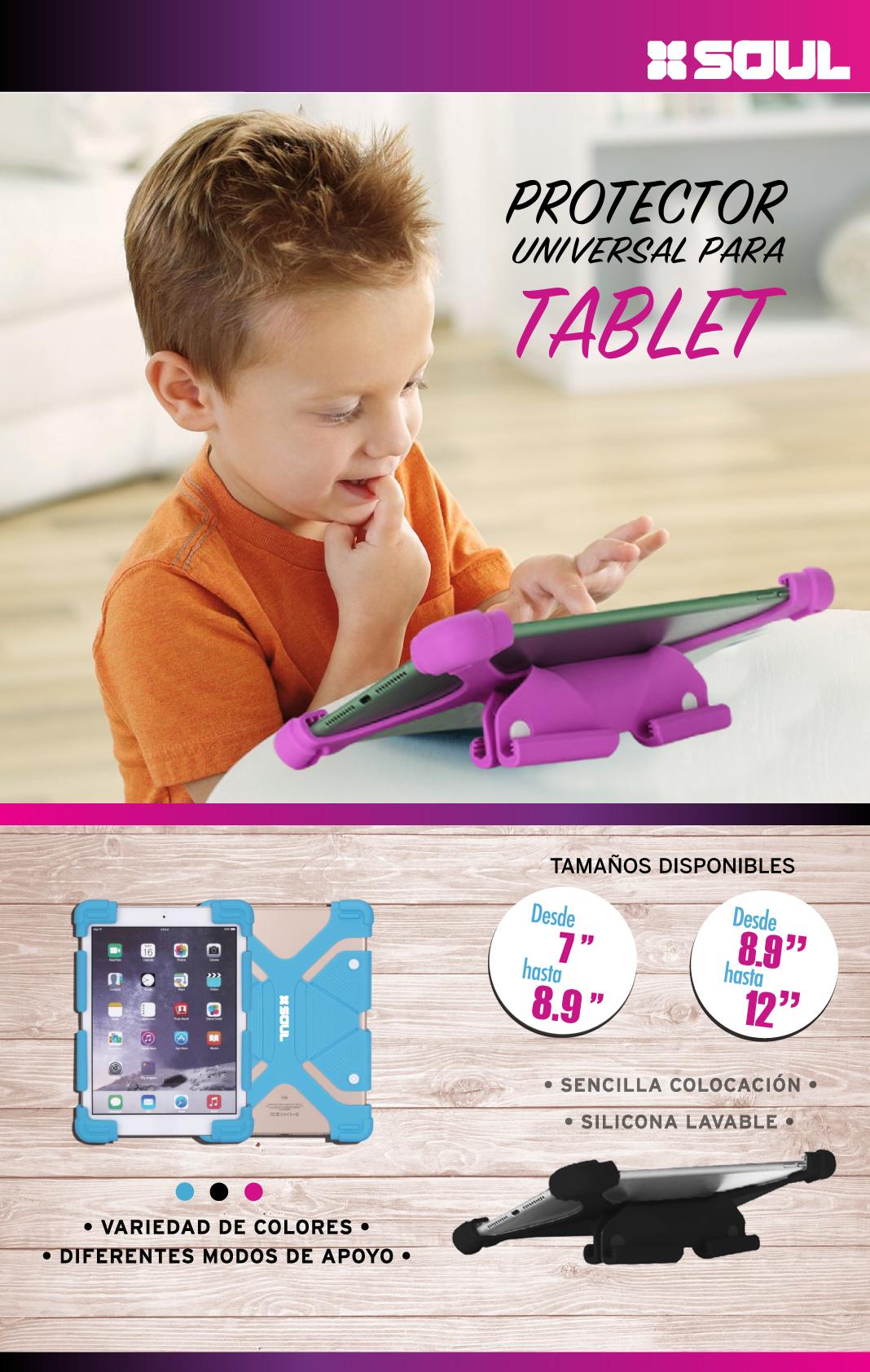 FUNDA P/TABLET SILICONA 7 A 8" - -PST-UNI7NE NEGRO SOUL - FUNDA07785