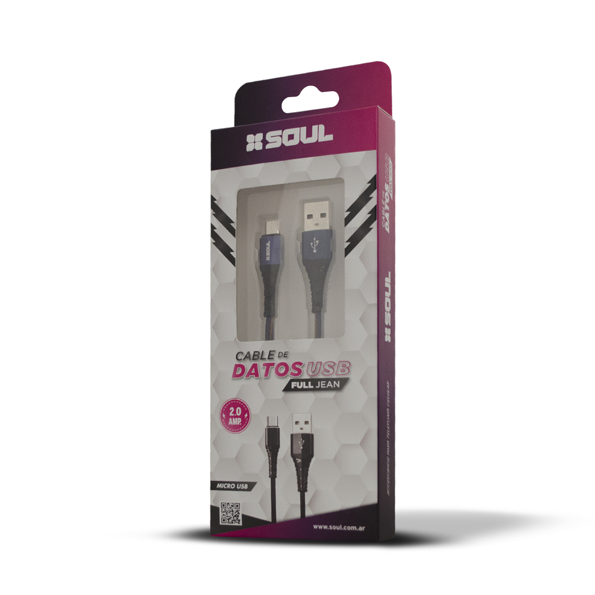 CABLE USB 2.0 A MICRO USB 1.00 MTS USB-FJMICRO1NE FULL JEANS NEGRO 1MTS - SOUL - - CABLE08141