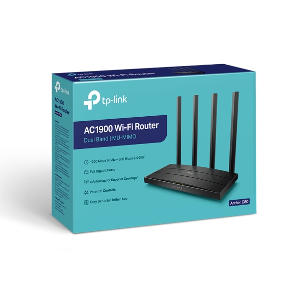 ROUTER 4 P+WIFI DUAL BAND (ARCHER C80 AC1900) 4 ANTENAS WIRELESS - TP-LINK
(8873) - ROUTER08201