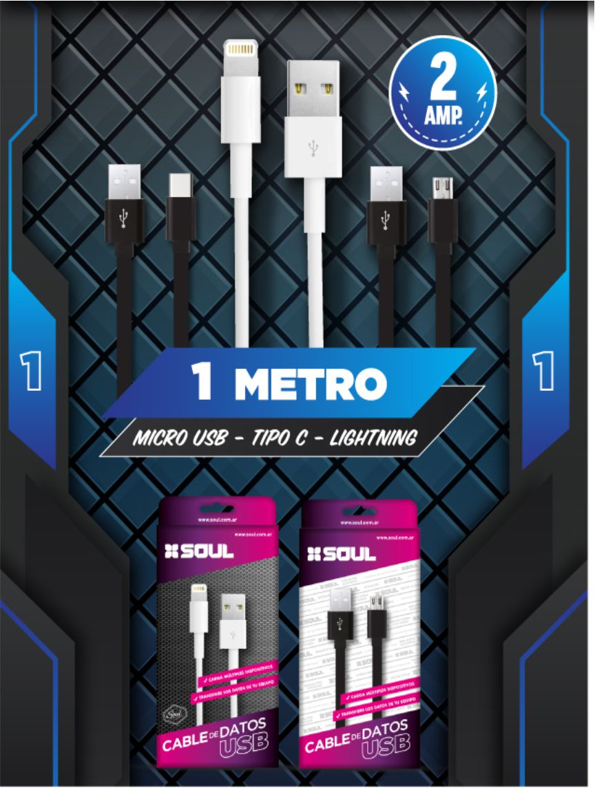 CABLE USB 2.0 A MICRO USB 1.00 MTS USB-MICROBL BLANCO 1 MTS - SOUL - - CABLE08306