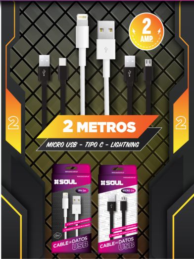 CABLE USB 2.0 A MICRO USB 2.00 MTS USB-MICRO2BL BLANCO 2 MTS - SOUL - - CABLE08336
