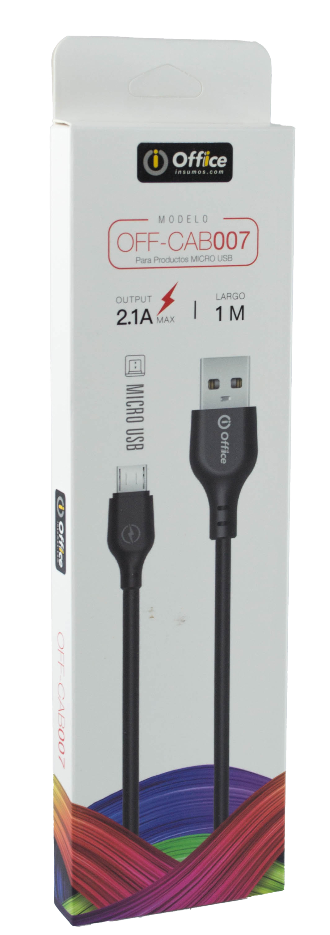 CABLE USB 2.0 A MICRO USB 1.00 MTS OFF-CAB007 2.1 AMP NEGRO OFFICE 779312007