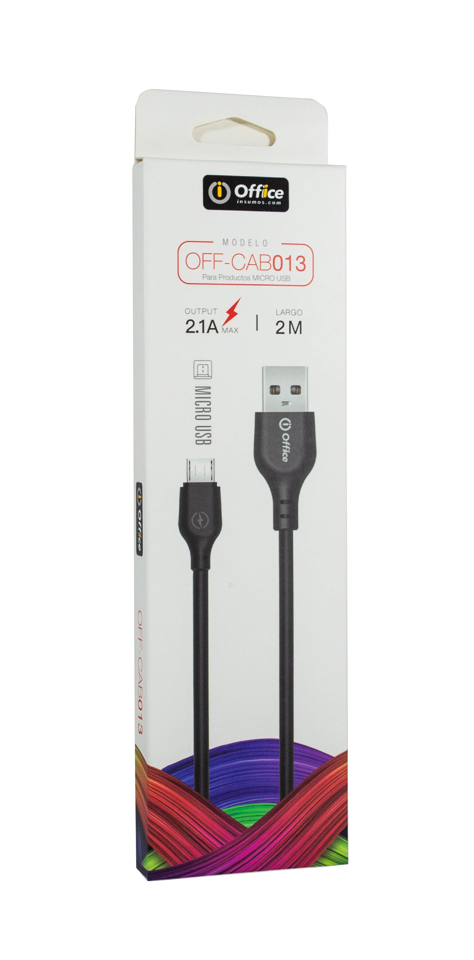 CABLE USB 2.0 A MICRO USB 2.00 MTS OFF-CAB013 2.1 AMP NEGRO OFFICE 779312013