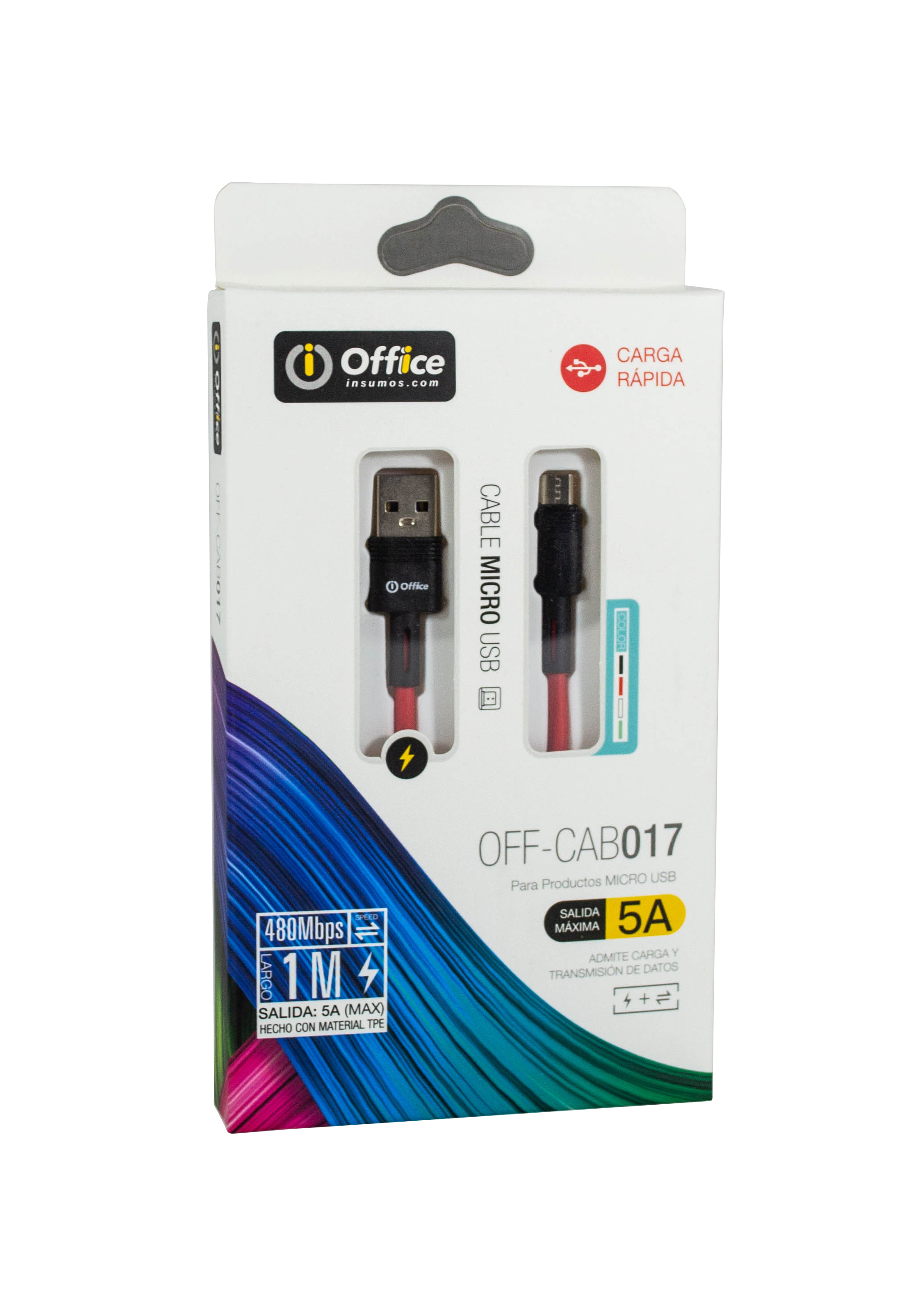 CABLE USB 2.0 A MICRO USB 1.00 MTS OFF-CAB017 5AMP ROJO OFFICE 
779312017