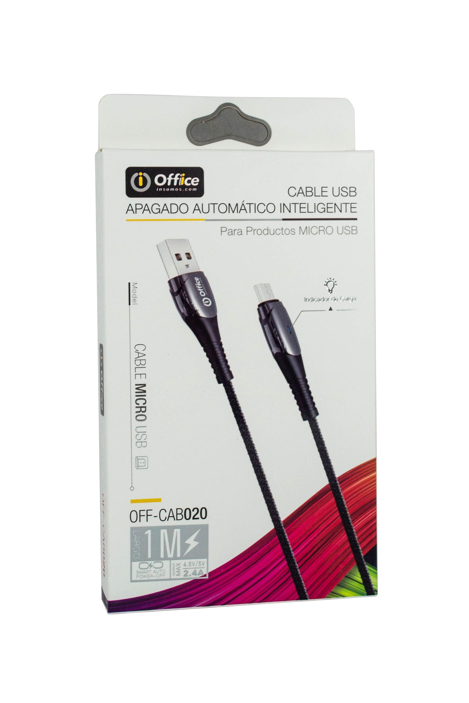 CABLE USB 2.0 A MICRO USB 1.00 MTS OFF-CAB020 2.4 AMP AUTO OFF NEGRO OFFICE 
779312020 - CABLEOFF08655